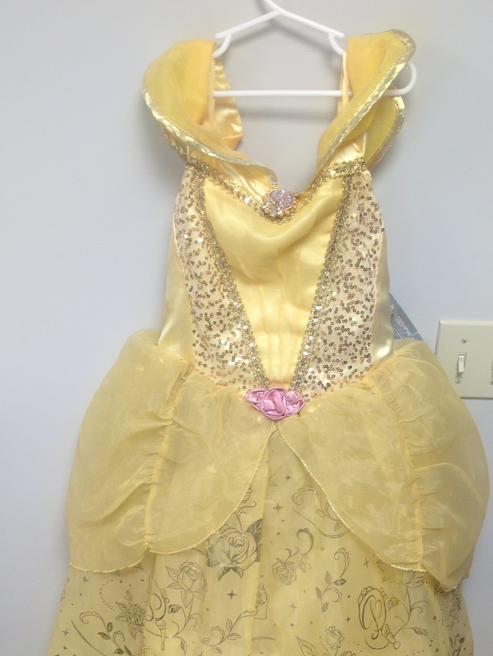 Disney Yellow Princess Gown with Pink Rosette and Gold Trim